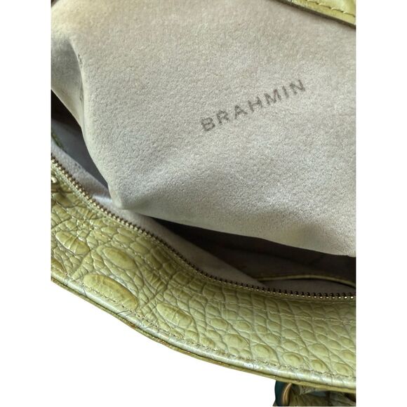 Brahmin Elouise Womens Chartreuse Croc Embossed Leather Shoulder Bag Satchel - Picture 9 of 16